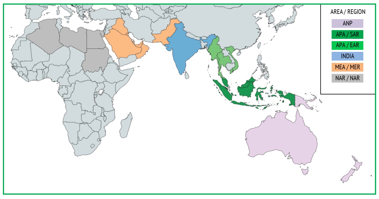 3XP Global area / region map